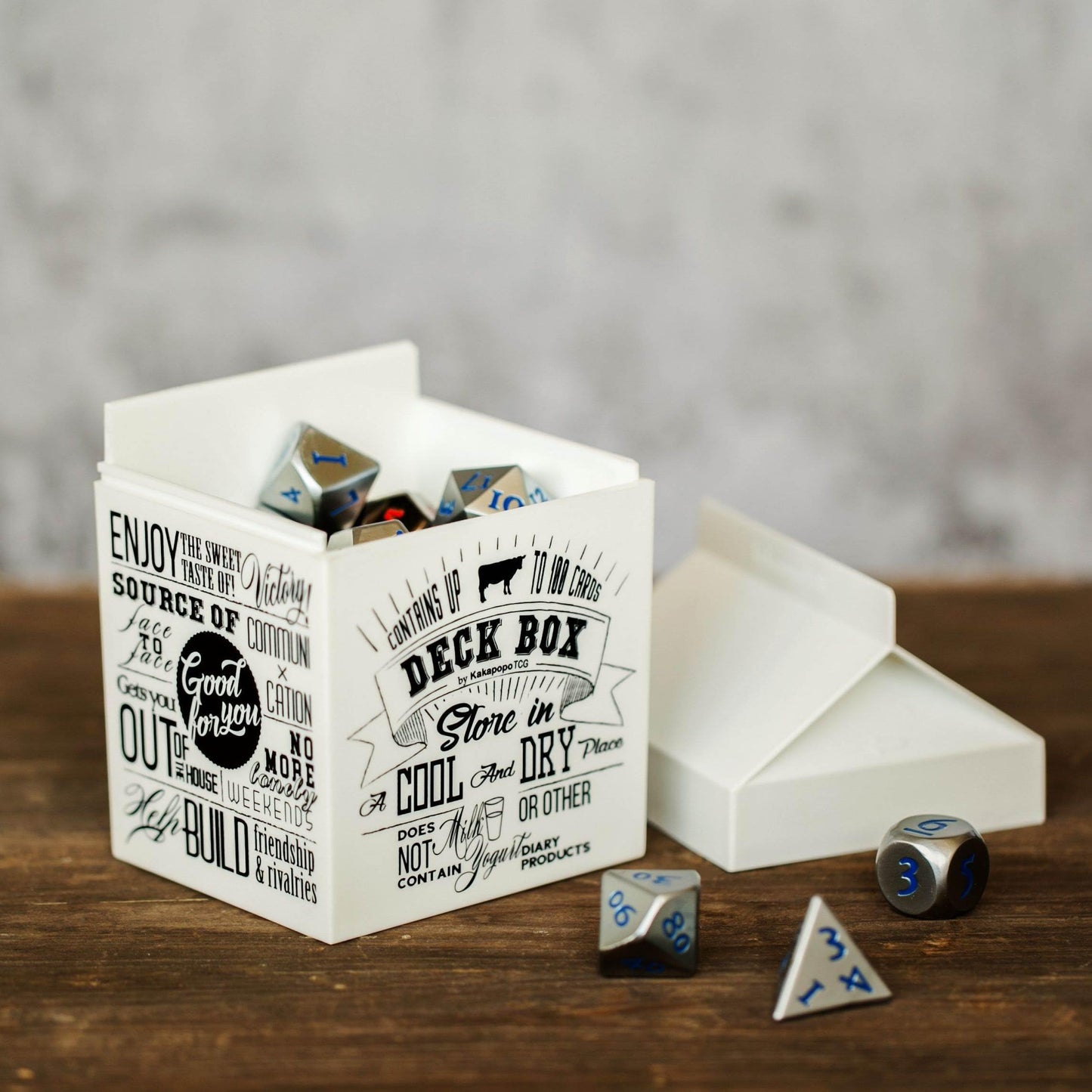 KakapopoTCG Deck Box - Fast Storage for MTG, FaB, YGO, DND Cards, 9.5x8x6.9cm, White, HDPE Plastic