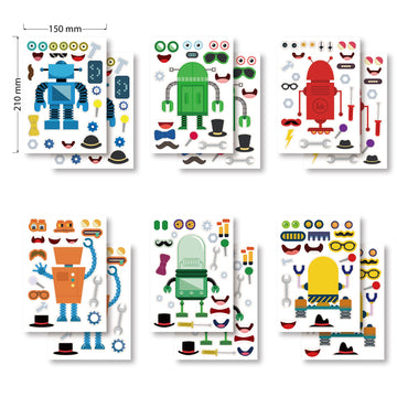 24 Sheets Make Your Own Robot Stickers Make A Face Stickers For Kids Toddlers With Robots Diy Craft Stickers Kids Party Favor Su