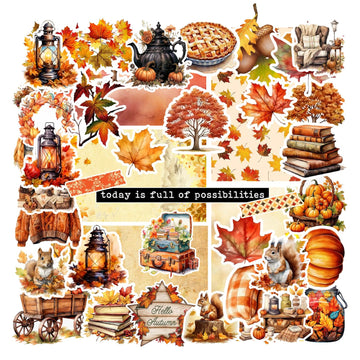 Autumn Season Stickers Kit For Journal Diary Decor Scrapbook Stickers For Journaling Beginners (Maple Leaves)