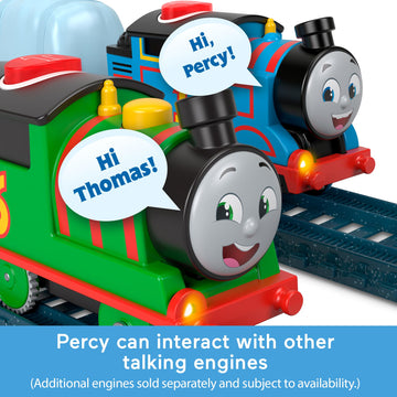 Thomas & Friends Motorized Toy Train Talking Percy Battery-Powered Engine With Sounds & Phrases For Pretend Play Preschool Kids Ages 3+ Years