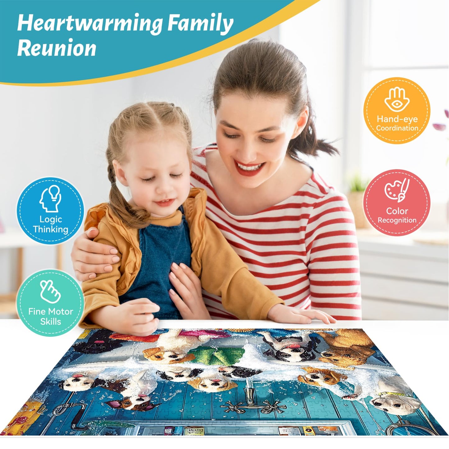 500 Piece Puzzle for mature-themeds - Cute Dogs Bathing Jigsaw Puzzle for mature-themeds  Kids & Seniors - Eco-Friendly Recycled Paper - Fun & Challenging Family Game Gift for Friends and Family (20.5 x 15 in)