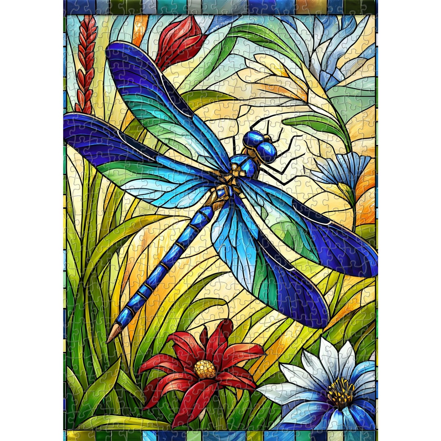 Sutinban Stained Glass Dragonfly 500 Piece Puzzles for mature-themed  Colorful Flower Jigsaw Puzzle 500 Pieces  Impossible Challenging mature-themed Puzzles for Happy Family Time  Great Gift for Puzzle Lovers