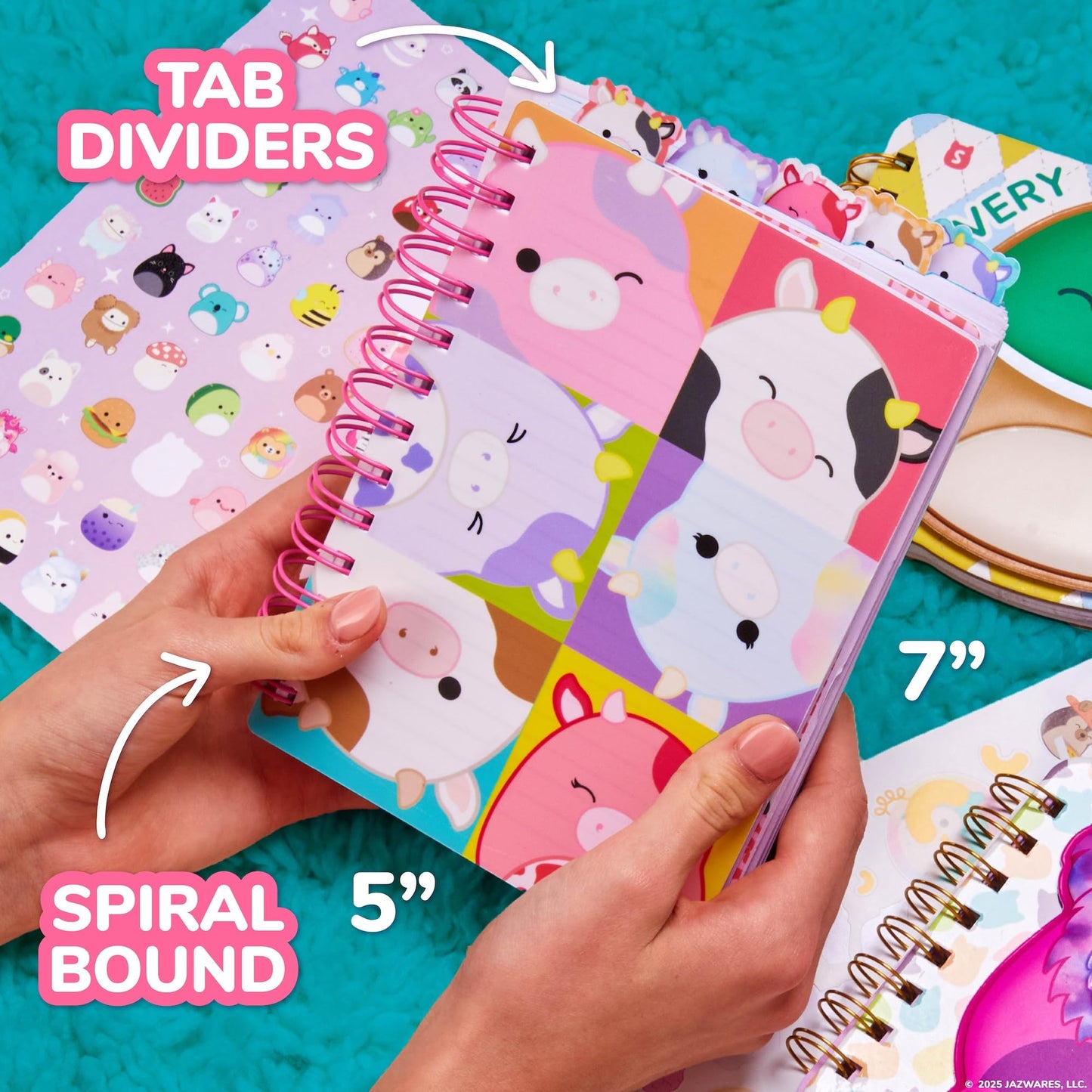 Squishmallows Original Tab Journal, 5 Tabs, Spiral Bound, Journals for Teens, Birthday Gift, Journaling Kit, Journal Set, Kids J