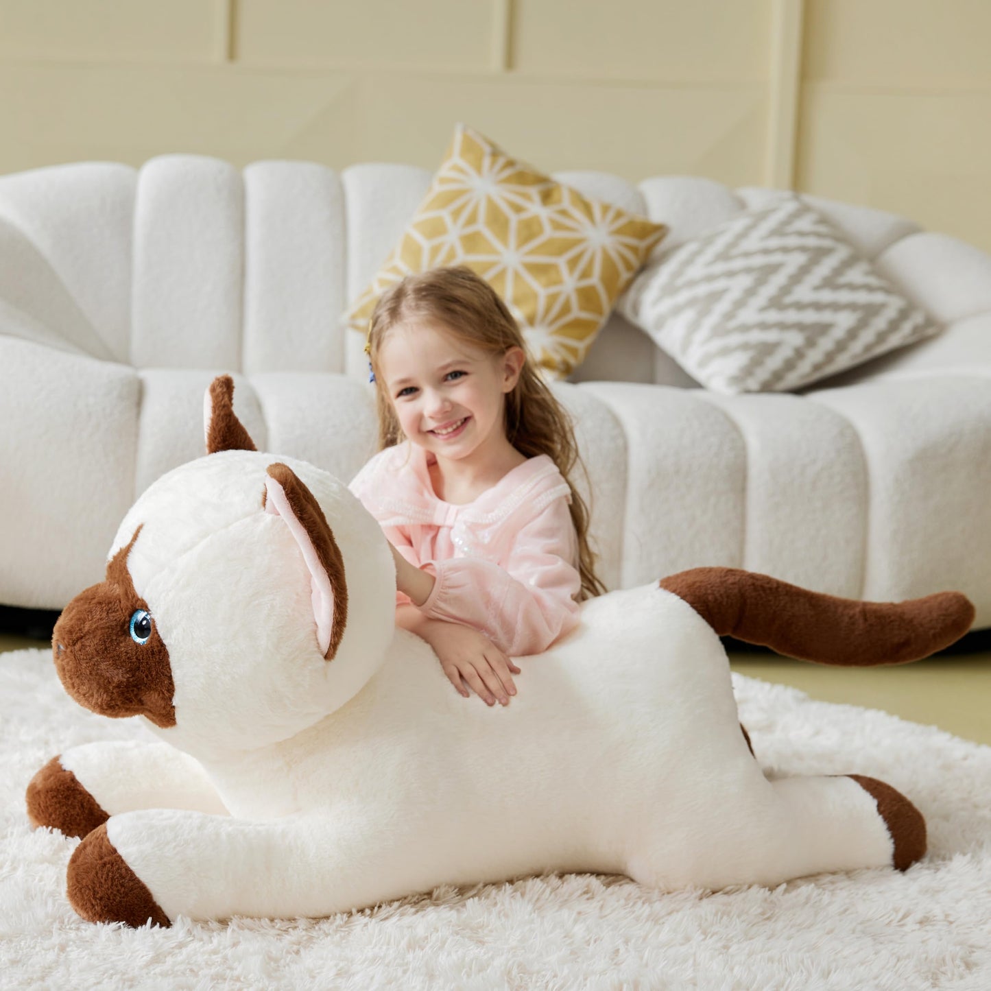Ikasa Giant Siamese Cat Stuffed Animal Plush Toy,Big Large Jumbo Soft Toys,30' Cute Huge Size Fluffy Plushy Fat Oversized Plushie,Gifts For Kids