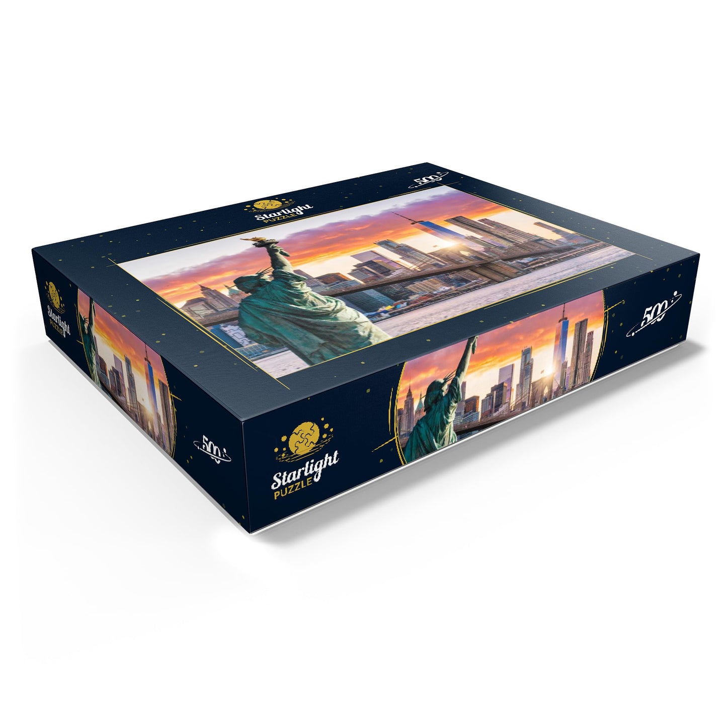 Mypuzzle Statue Of Liberty And New York City Skyline At Sunset Usa - Premium 500 Piece Jigsaw Puzzle For Adults