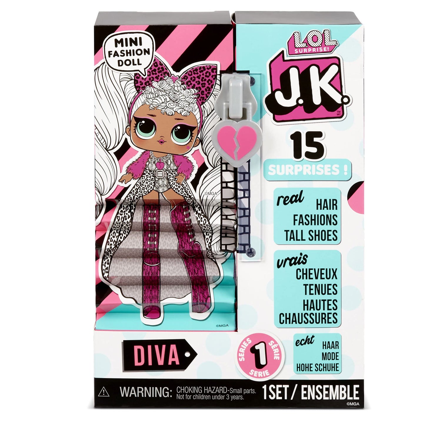 L.O.L. Surprise! LOL Surprise JK Mini Fashion Doll Diva with 15 Surprises Including Dress Up Doll Outfits  limited availability Doll Accessories - Gifts for Girls and Mix Match Toys for Kids 4-15 Years