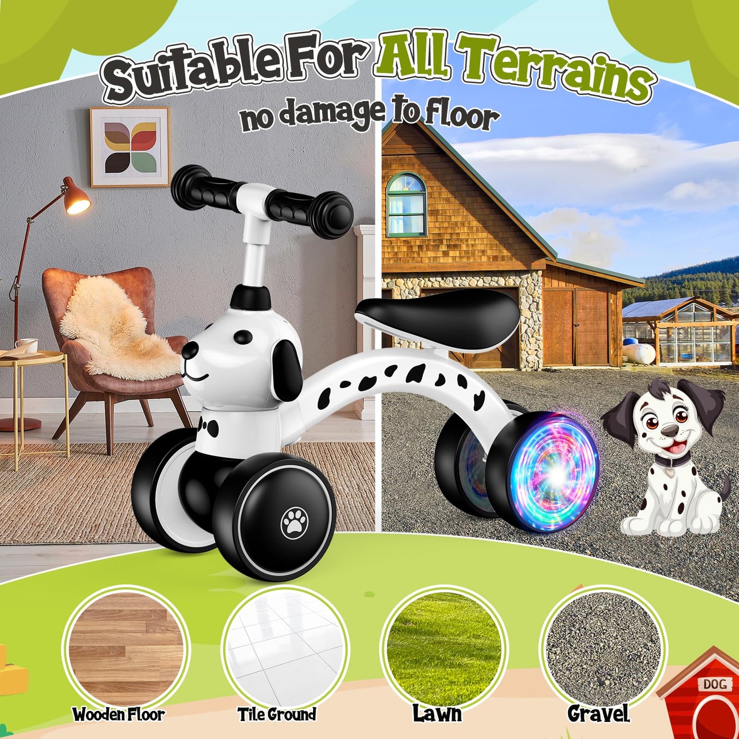 Balance Bike Tricycles Toys For 1 2 Year Old Baby, Colorful Lighting Toddler Bike, First Birthday Gifts For 1 2 Year Old Boys Gi