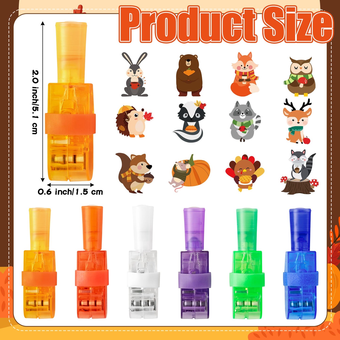 Haooryx Fall Thanksgiving Animals Finger Lights - 36Pcs Autumn Animal LED Light Up Finger Lights for Kids Turkey Squirrel Bear G