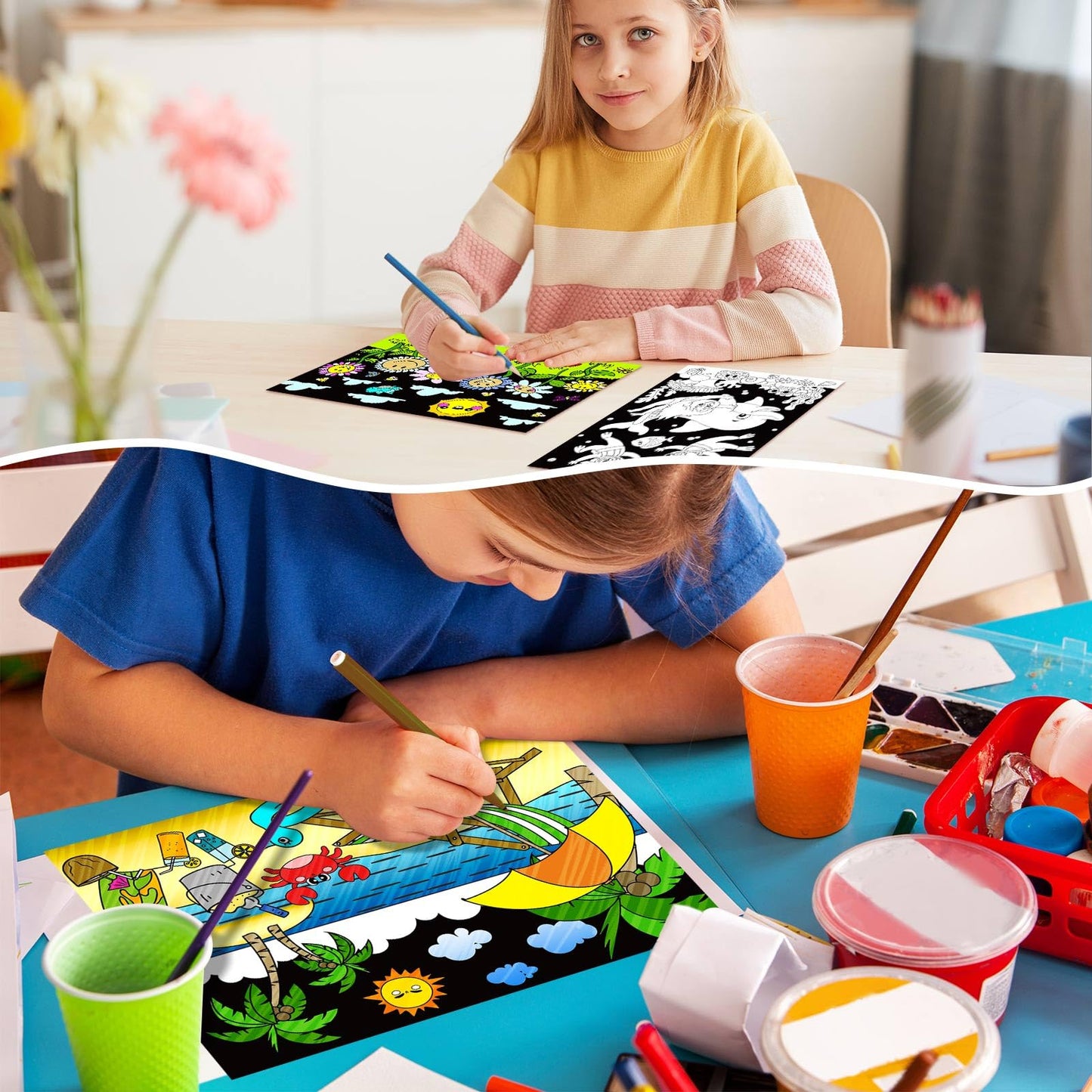 Zhanmai 30 Pcs Funny Color Your Own Summer Posters DIY Happy Summer Crafts Color Your Own Poster Bulk for Holiday Home School Pa