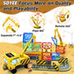 Magnetic Tiles Magnetic Construction Set With 2 Cranes Boys Toys For Ages 3-5 5-7 8-10 Building Toys Includes Crane, Road Tracks, Train, Train Tracks, Dolls, Car Toy, Traffic Lights And Stations