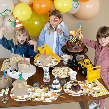Bqk 96 Pcs Construction Plates And Napkins Construction Party Decorations Construction Paper Plates Construction Birthday Party