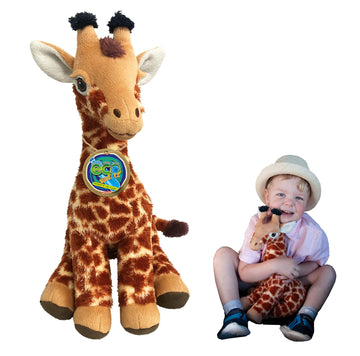 Ecobuddiez - Giraffe From Deluxebase. 13 Inch Giraffe Plush Toy. Eco Friendly Child Safe Giraffe Stuffed Animal Made From Recycled Plastic Bottles.