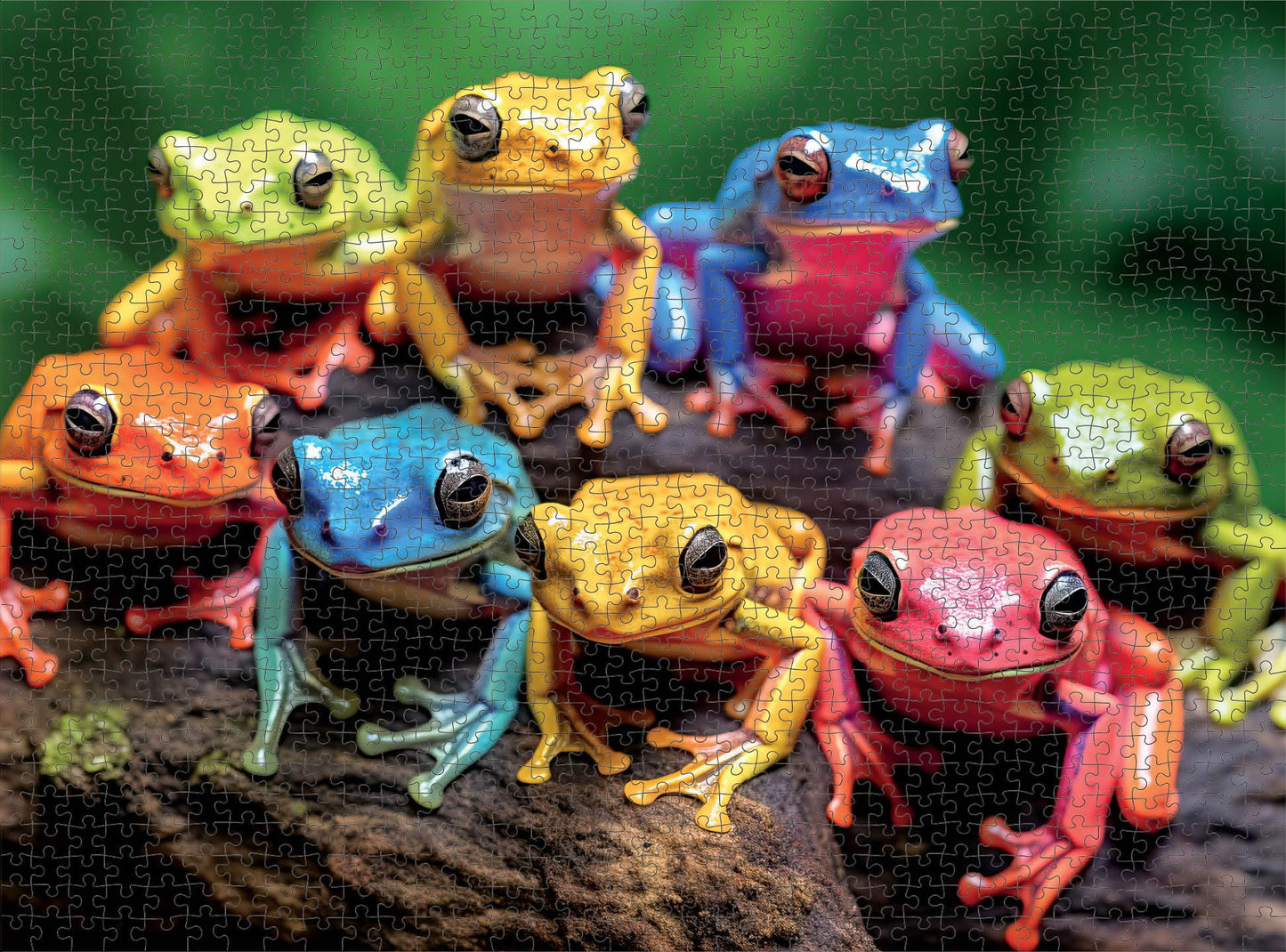 Cross & Glory - Rainbow Ribbit: Frog Ensemble - 1000 Piece Jigsaw Puzzle For Adults | Vibrant Puzzle | Premium Quality | Unique