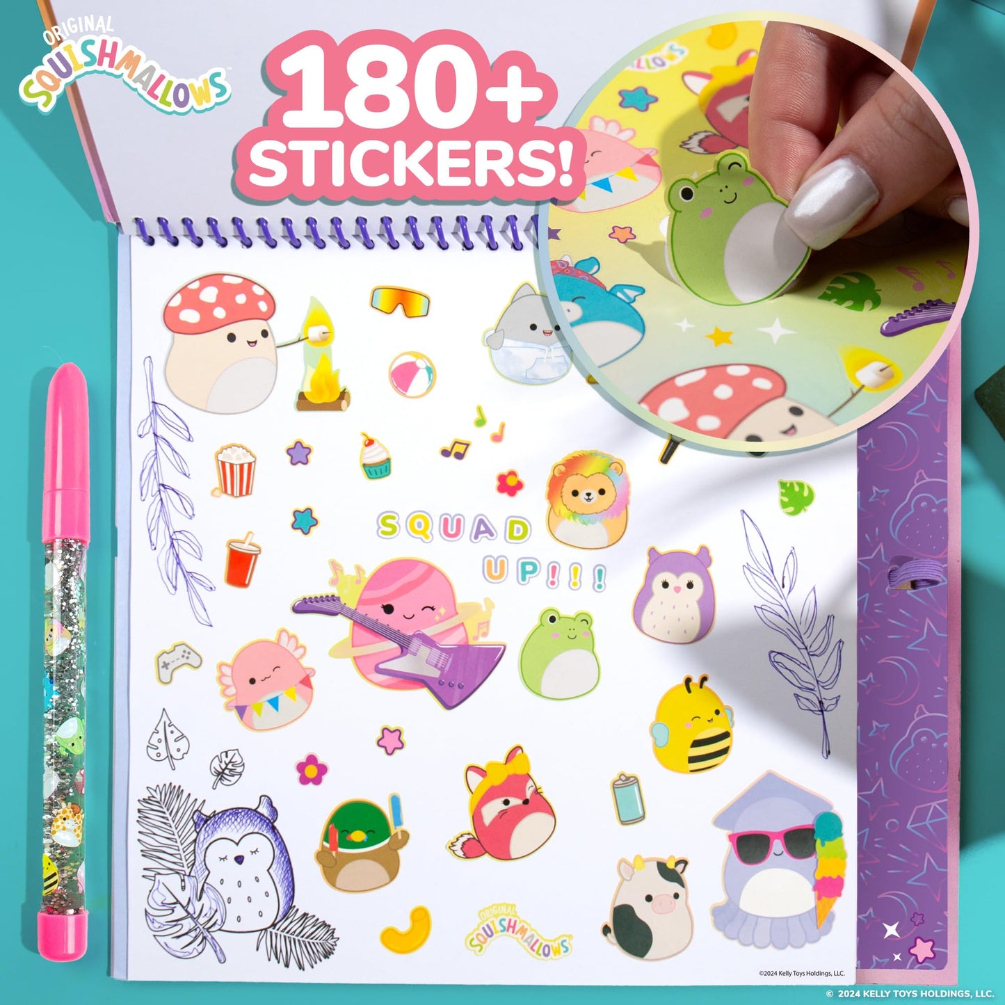Original Squishmallows Sketchbook, Over 20 Stationery Supplies, Features Squishmallows Scrapbook Stickers, Cam The Cat Fidget Toy, Drawing Paper, Great Kids Craft, Coloring Books For Kids Ages 4-8