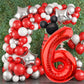 Lebery Mouse Number 6 Balloon 40 Inch Red Number 6 Balloon Mini Mouse Head Balloon For 6Th Birthday Party, Black Red Large Number 6 Foil Balloon For Baby Shower Anniversary Supplies Decorations