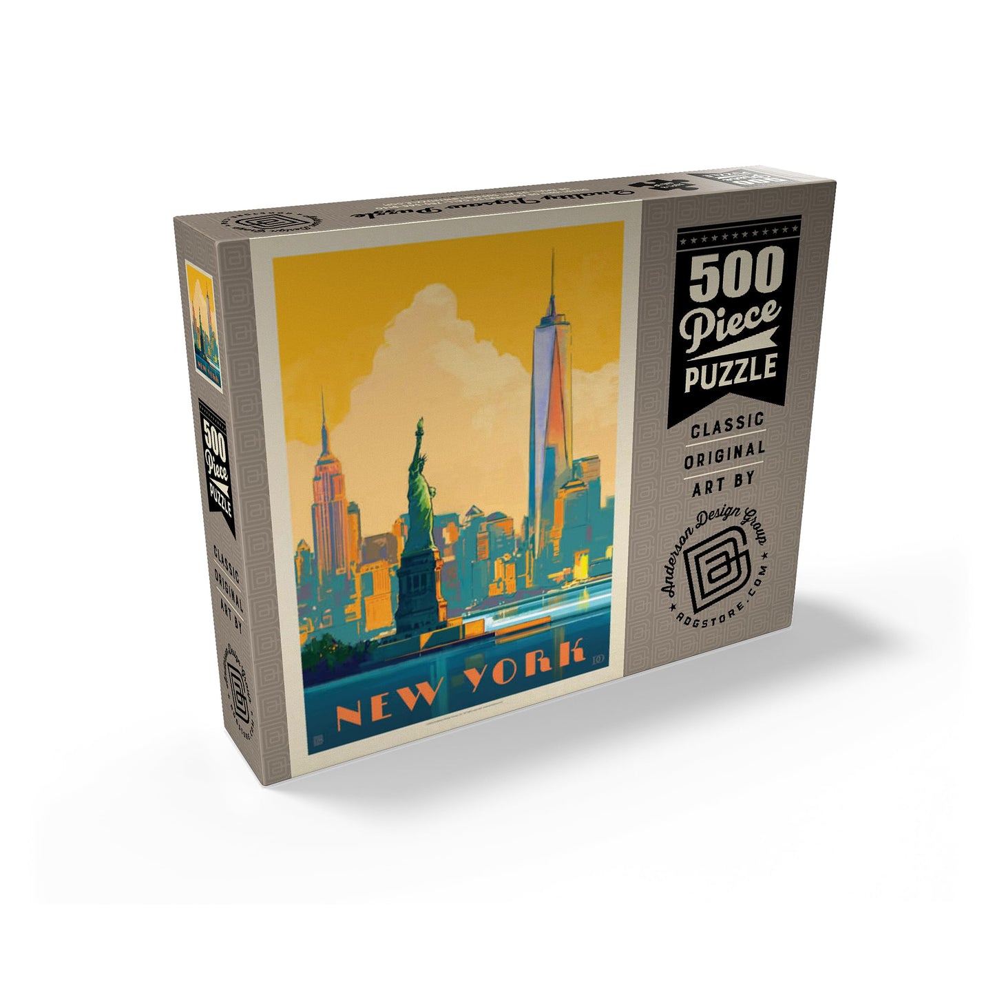 Mypuzzle New York City: Skyline Glow, Vintage Poster - Premium 500 Piece Jigsaw Puzzle For Adults