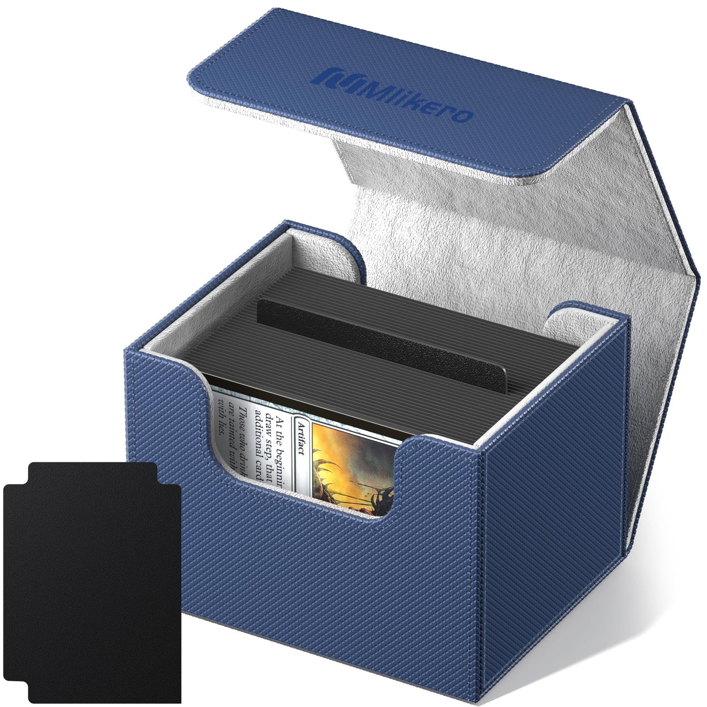 Mlikero Card Deck Box, Commander Deck Box Holds 100+ Double-Sleeved Cards with Divider, Leather Magnetic Closure Card Box Fit fo
