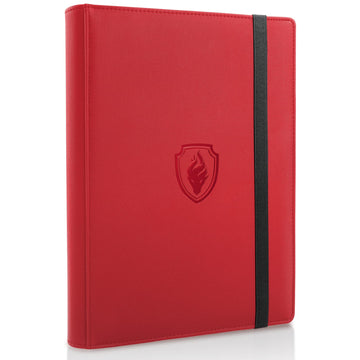 Trading Card Binder 9 Pocket  Fabmaker PU Cover Card Collection Binder for 360 Cards  enhanced Card Book  Sturdy Card Holder Folders  Card Album for YuGiOh  MTG  TCG  Game Cards & Sports Cards  Red