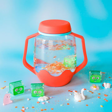 Glo Pals Sensory Play Pack Bundle With Sensory Play Jar, Green Pippa Light-Up Cubes, & Fun Fillers (Barnyard Blast)