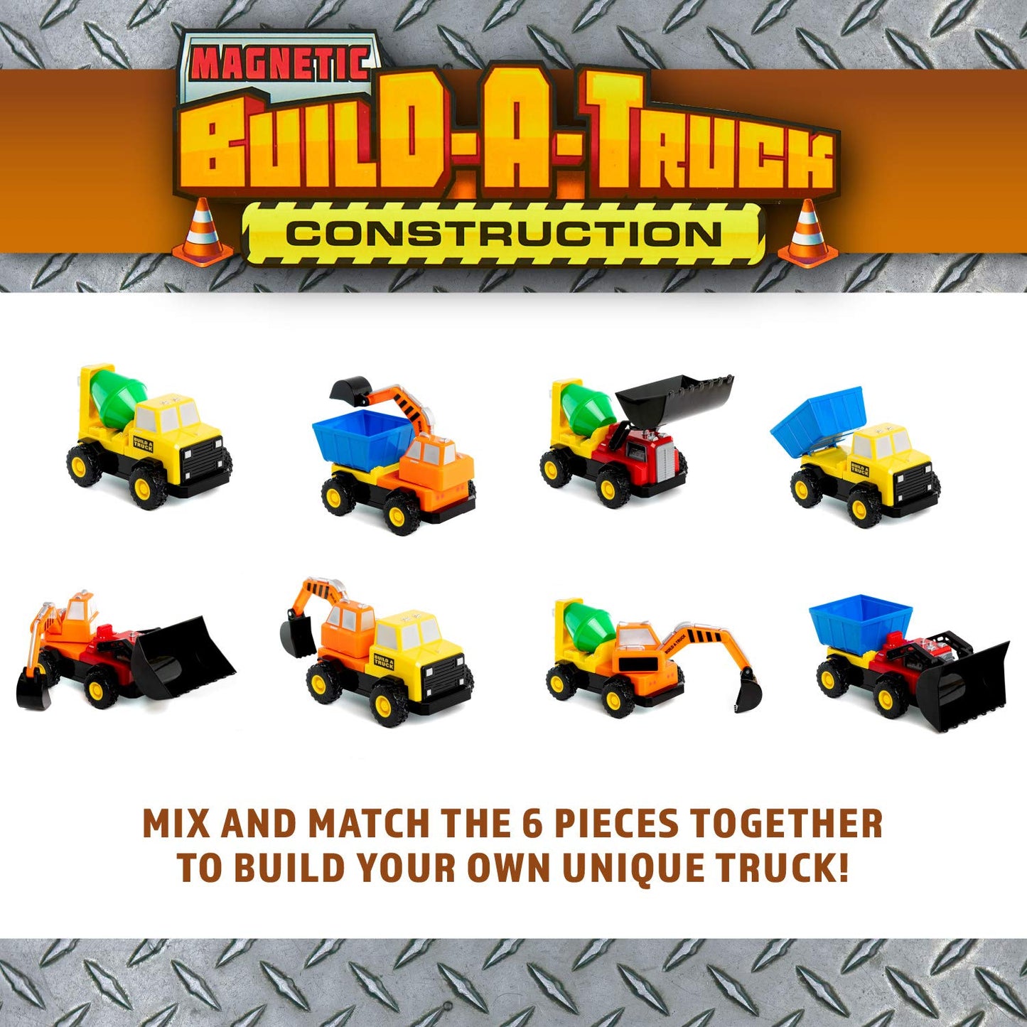 POPULAR PLAYTHINGS Magnetic Build-A-Truck Toy Set, 5 Pieces, Plastic, Multi-Color, Model PPT60401JP