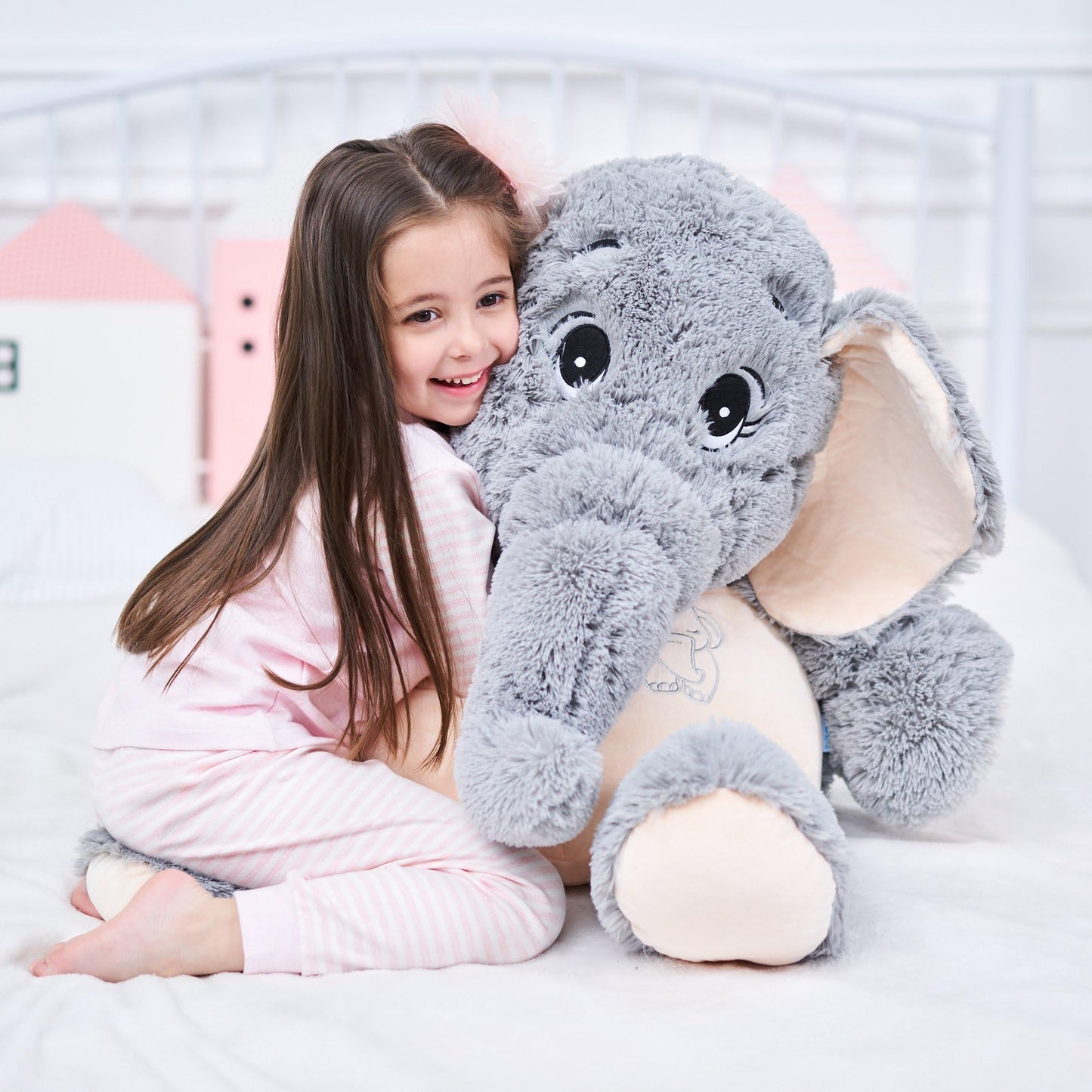 IKASA Giant Elephant Plush Toy - Soft Gray Stuffed Animal, 39 inches, Model 6636529