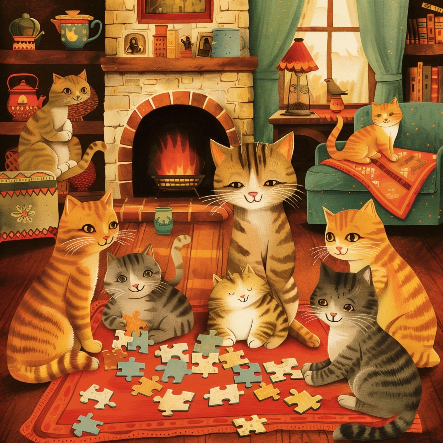 Purring Puzzlers 500 Piece Puzzles For Adults - Cute Cat Lover Holiday Cat Puzzle For Adults Teens & Family, Fun Puzzle Of A Gin