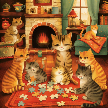 Purring Puzzlers 500 Piece Puzzles For Adults - Cute Cat Lover Holiday Cat Puzzle For Adults Teens & Family, Fun Puzzle Of A Gin