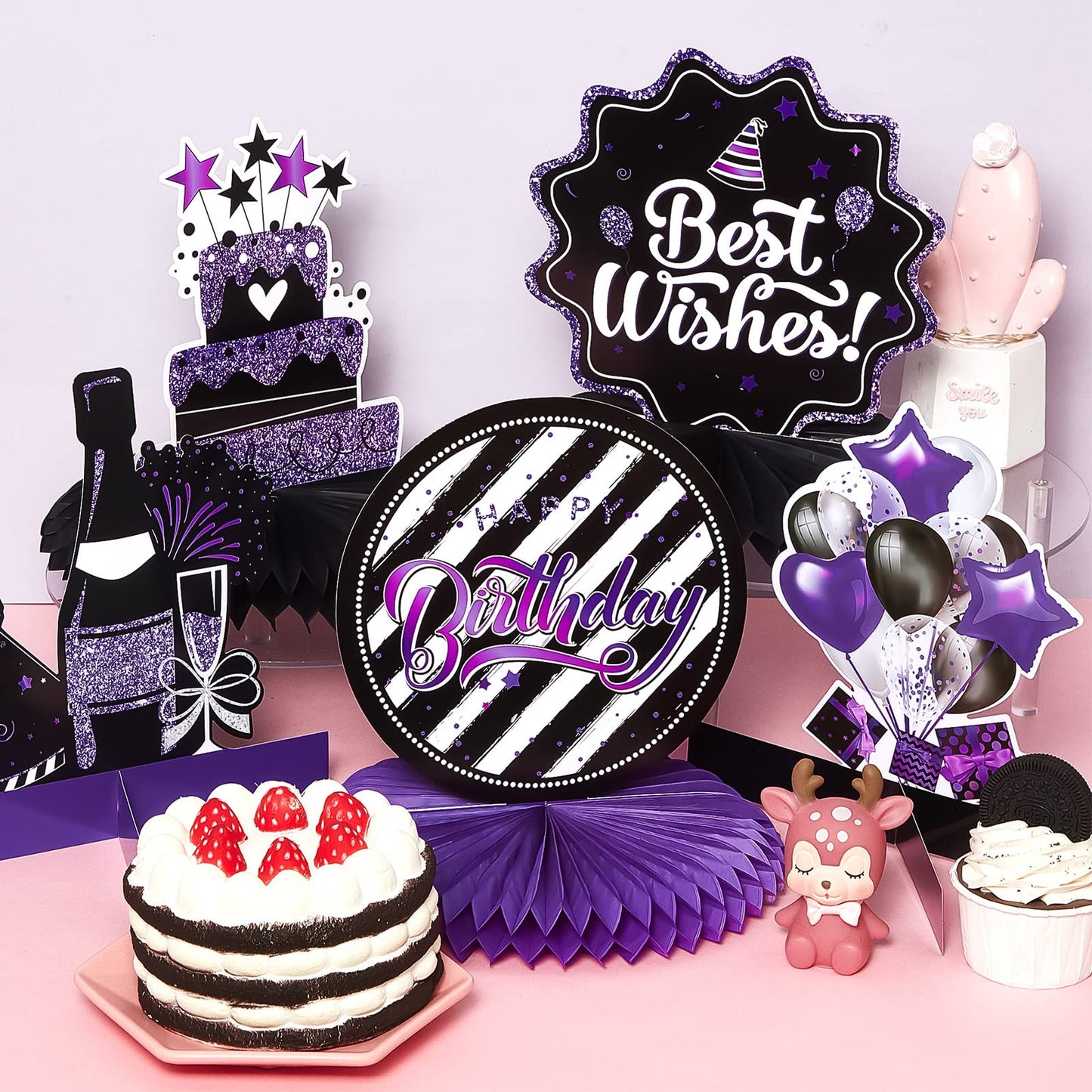 12 Pieces Happy Birthday Decorations Birthday Honeycomb Centerpieces For Table Decorations Birthday Honeycomb Table Topper For W