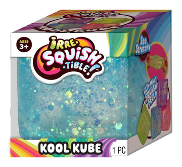 JA-RU Squishy Kool Kube (1 Cube Assorted) Irresistible Squeezy Glitz Cube Toy for Boys & Girls. Stretchy Ulti-Malt Squish Feel Fidget for Kids  Teen & mature-themed. Stress Relief Fun Party Favor. 4542-1