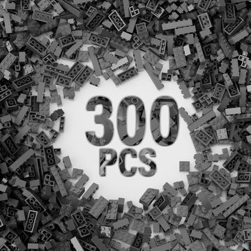 300 Piece Dark Gray Bricks Bulk Assortment Pack, Dark Grey Brick Accessories For Building With 12 Size, Compatible With Lego Par