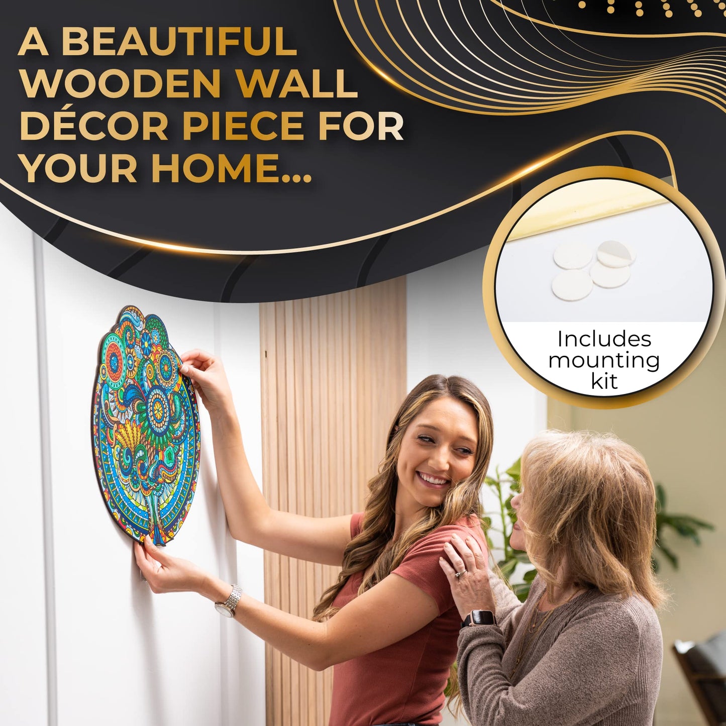Zenchalet Floral Retro 500 Piece Wooden Jigsaw Puzzle For Adults - Uniquely Shaped Pieces With Durable Wood Construction - Perfect For Birthday Gifts, Game Nights, And Family Presents