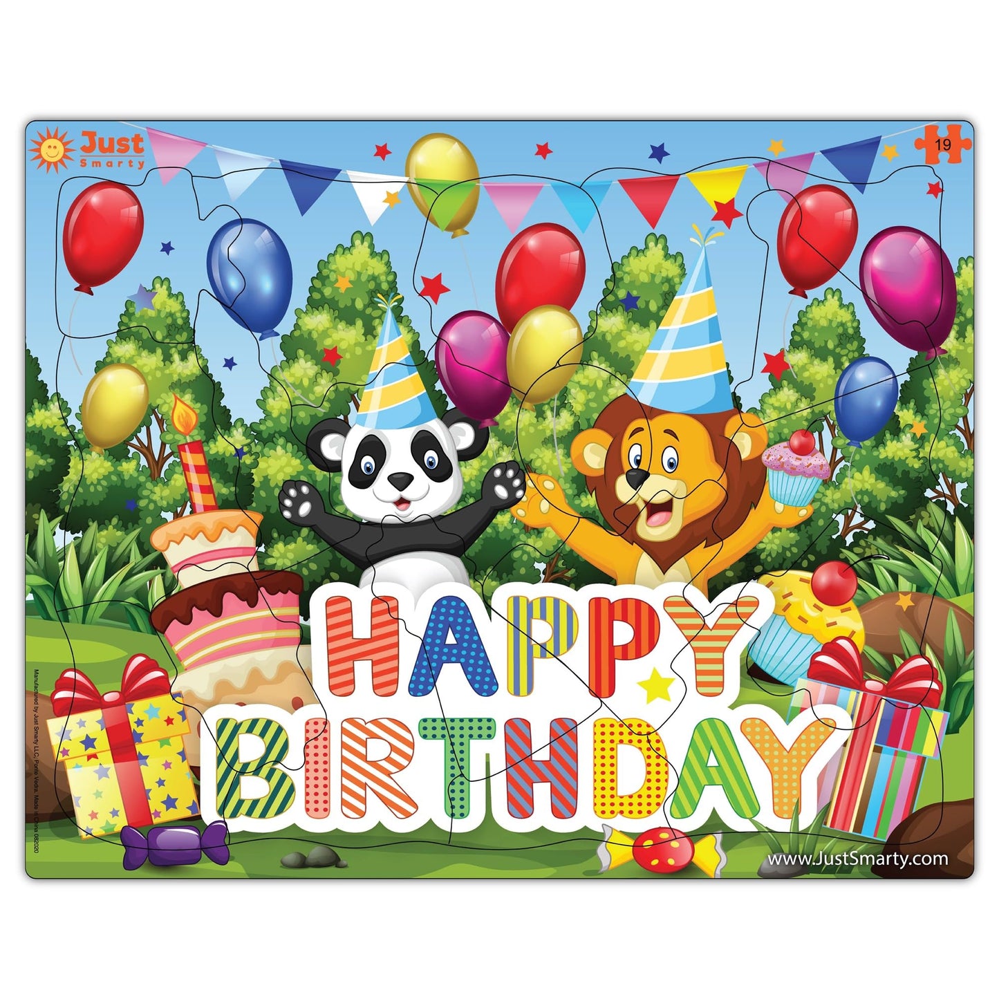 Just Smarty Happy Birthday Puzzles For Toddlers 1-3 | 19 Pieces Mini Puzzles | Birthday Puzzle For Boys And Girls | Preschool Puzzles | Kids Puzzles | 3-5 Years Toddler Birthday Gift | Shaped Puzzles