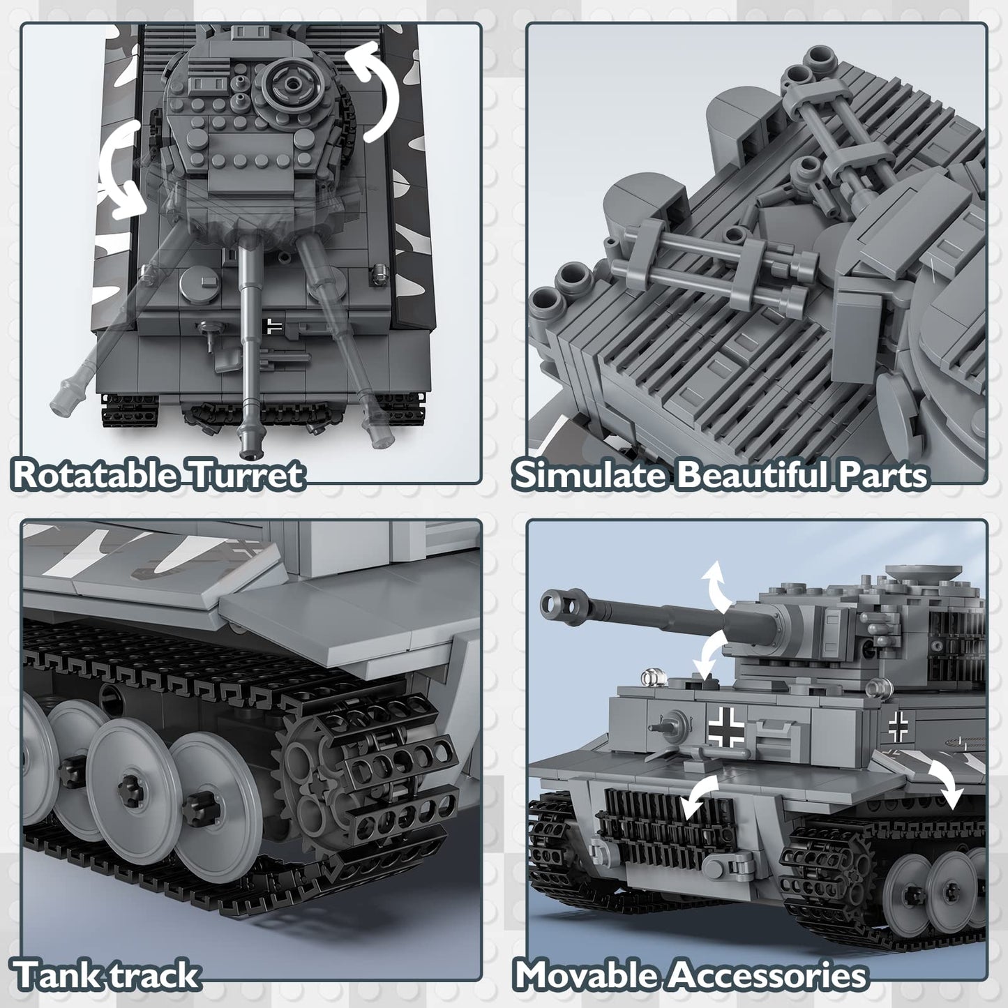 Jmbricklayer Tank Building Sets For Adults Or Boys - Ww2 Military Rc Tiger Army Tank Model Toy, Armed Construction Vehicle Set I