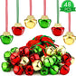 48 Pieces Christmas Bell Necklaces Christmas Holiday Necklaces Gold Red Green Xmas Jingle Bell Necklaces with Ribbons for Christ