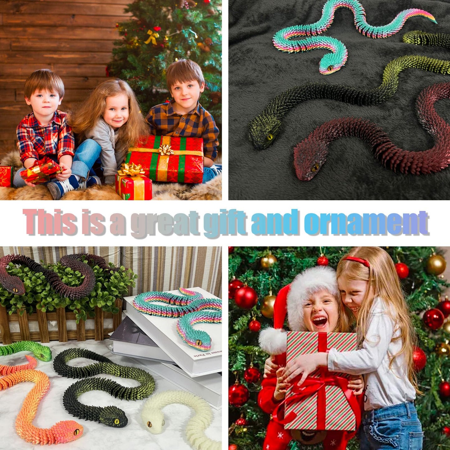 Binvin 24 In 3D Printed Animals-Snake Viper,3D Printed Snake Toys 3D Printed Articulated Snake 3D Printed Animals Animal Model O
