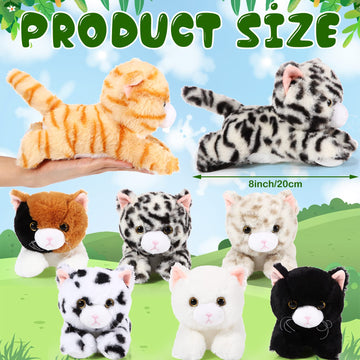 Libima 8 Pcs Cat Stuffed Animals Bulk 8 Inch Plush Kittens Cat Theme Party Favors Carnival Awards Birthday Party Gifts Assorted