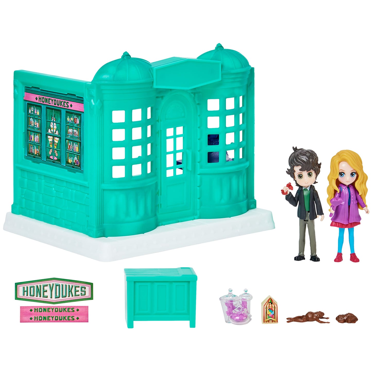 Wizarding World Magical Minis Honeydukes Sweet Shop Playset with 2 Figures & 5 Accessories, Plastic, Model 6064867, Ages 6+