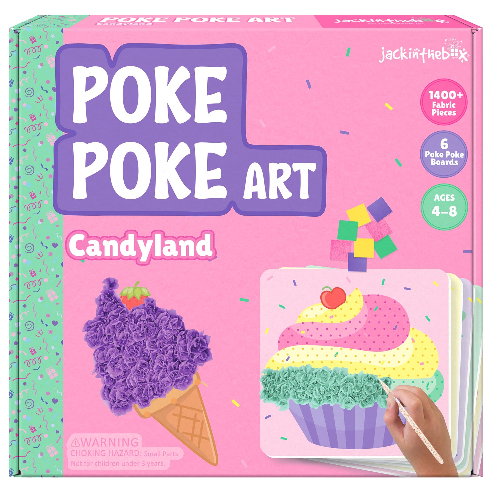 jackinthebox Poke Poke Art for Kids - Candyland Theme, Mess-Free Fabric Art and Craft, Flower Pressing Kits, Gift for Kids, Girl