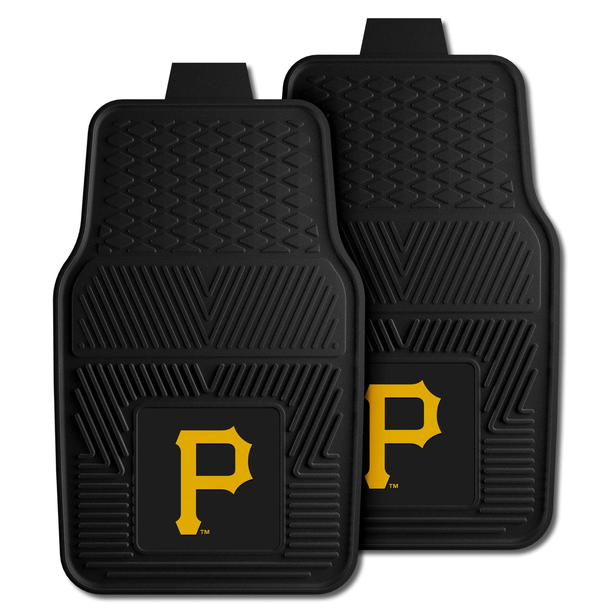FANMATS 8846 Pittsburgh Pirates 2-Piece Heavy Duty Vinyl Car Mat Set, Front Row Floor Mats, All Weather Protection, Universal Fi