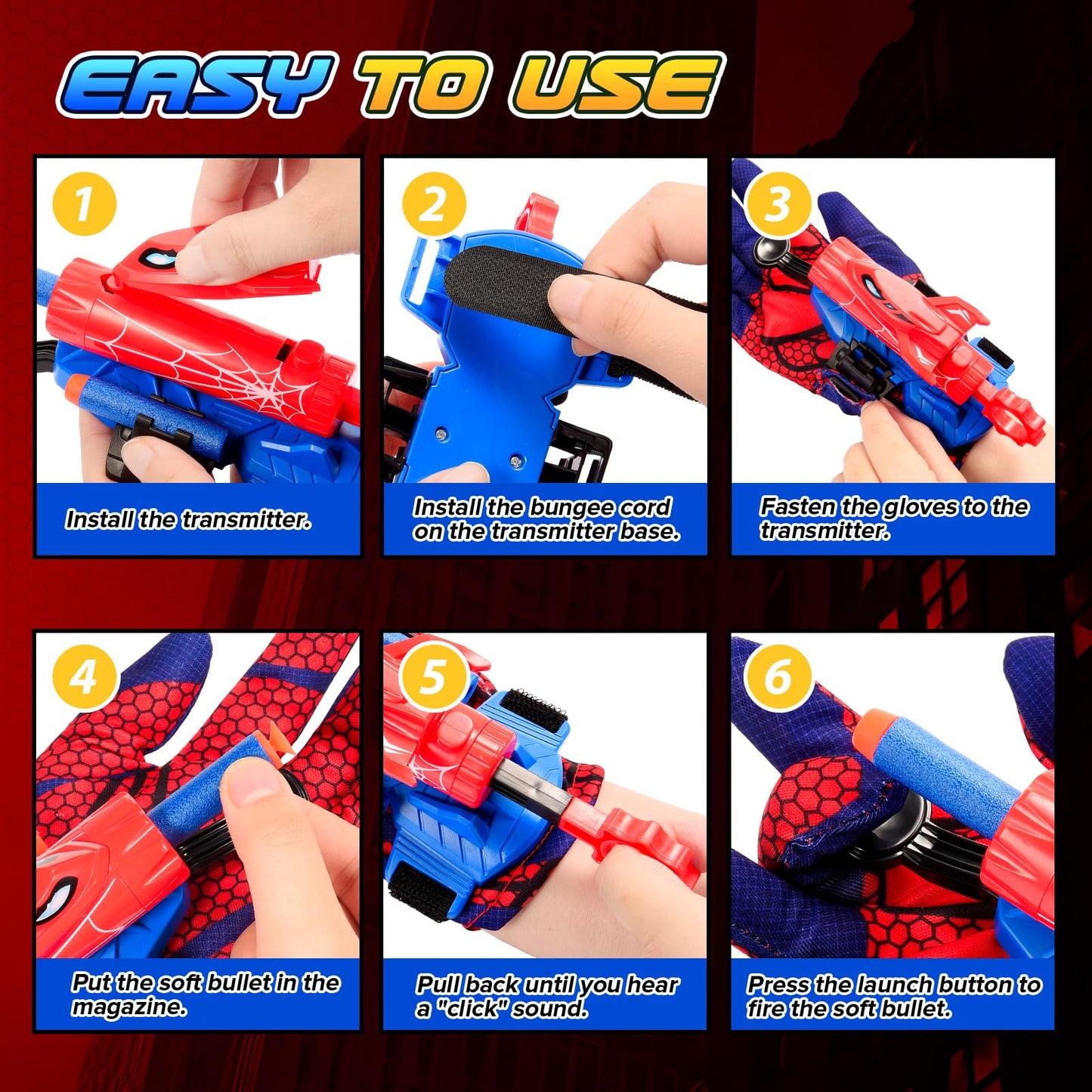 Web Shooters Toy For Kids,Toys For 3-12 Year Old Boys Web Slinger Boy Toys With Glove Launcher,Toys For Age 5-7 4-6 6-8 Outdoor