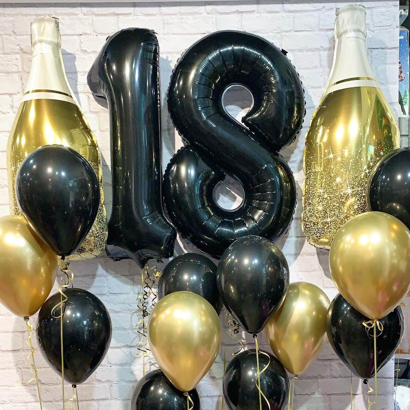 40 Inch Black 18 Number Balloons Giant 18 Balloons Black Birthday Balloons 18Th Birthday Anniversary Events Party Decorations Su