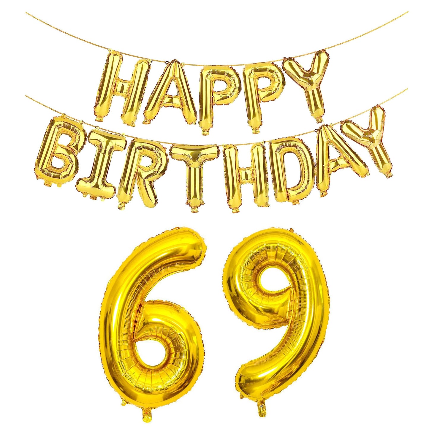 Shuntai 69Th Birthday Decorations For Men Women 69 Number Balloons Gold Jumbo Numbers 96 Foil Mylar Balloons With Happy Birthday