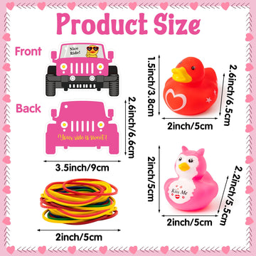 H1Vojoxo Valentine Rubber Ducks Cruise - 60Pcs Valentine Rubber Ducks With Car Shape Tags For Ducking Games Valentines Party Fav