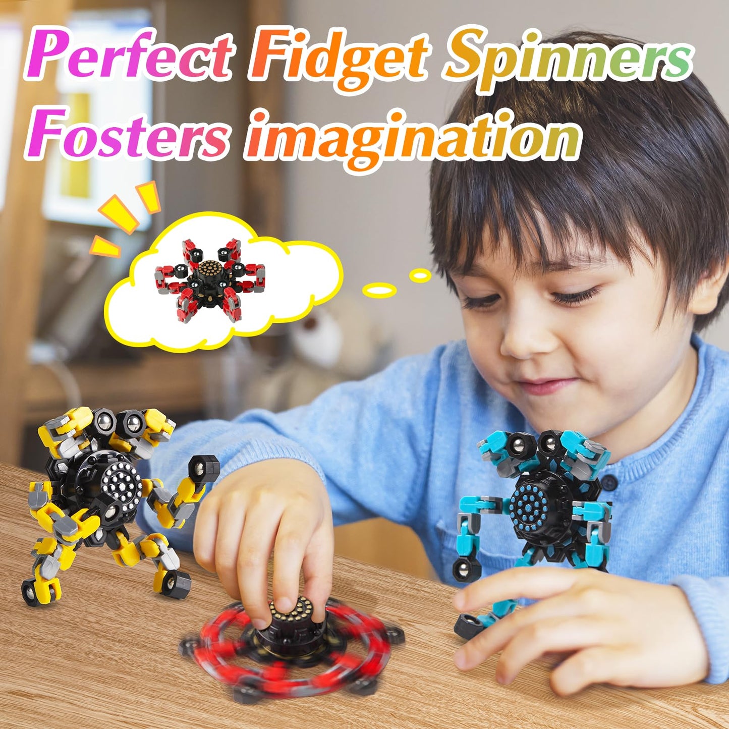 Gokeey Easter Basket Stuffers Transformable Fidget Spinners For Kids And Adults Stress Relief Sensory Toys For Boys And Girls Fingertip Gyros For Kids Classroom Birthday Party Favors
