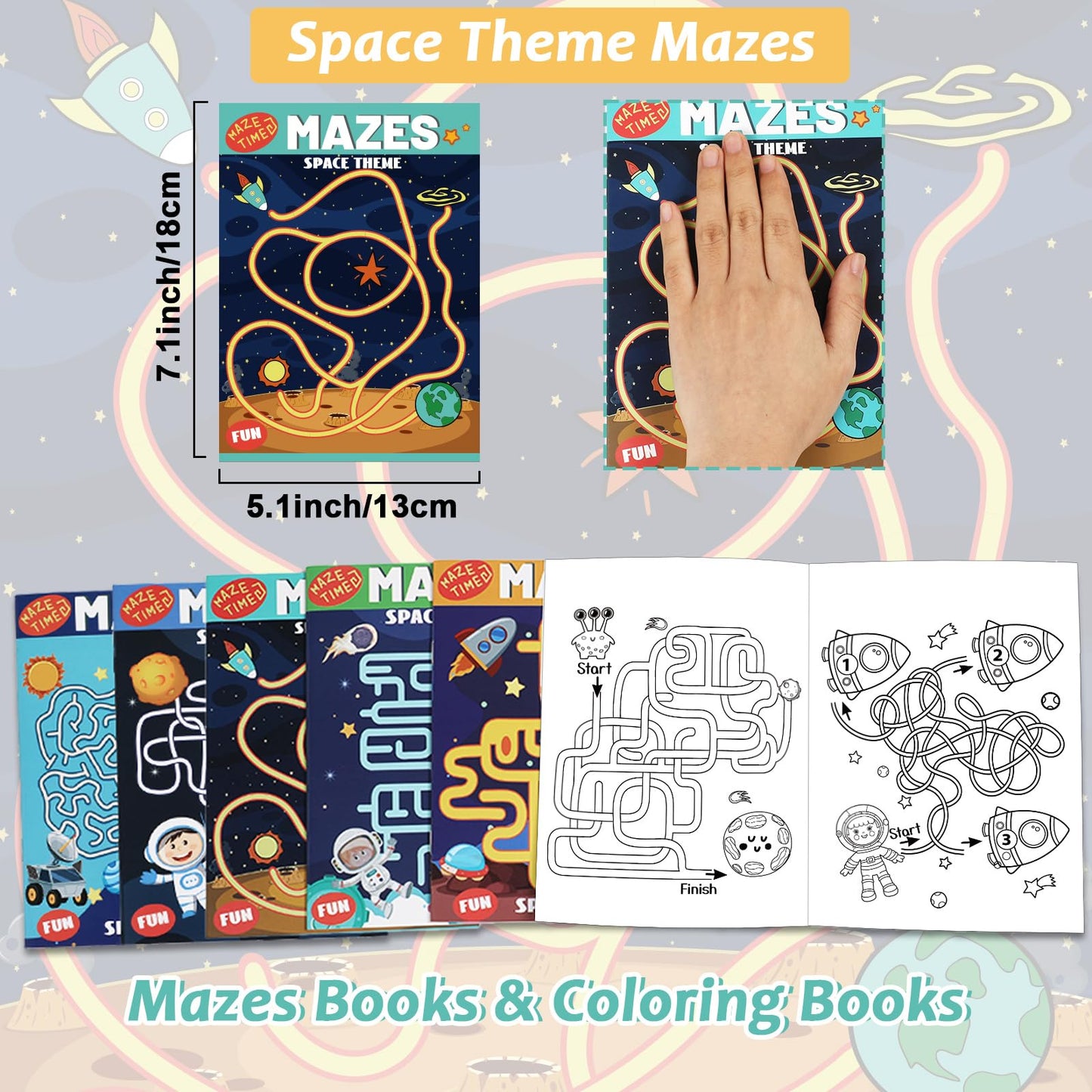 168 Pages Maze Books For Kids Ages 3-8, 6-Pack- 6 Beginner Level Kids Activity Books Busy Books - Outer Space Theme Children Ama