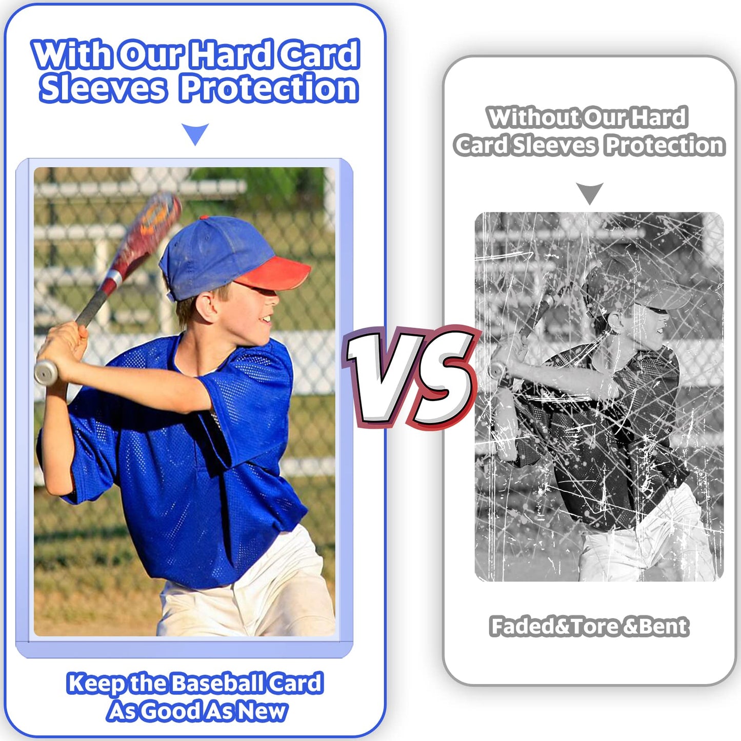 50 Count Card Sleeves Hard Plastic, 3''X4'' Baseball Card Protectors Hard Plastic For Baseball, Football And Game Cards