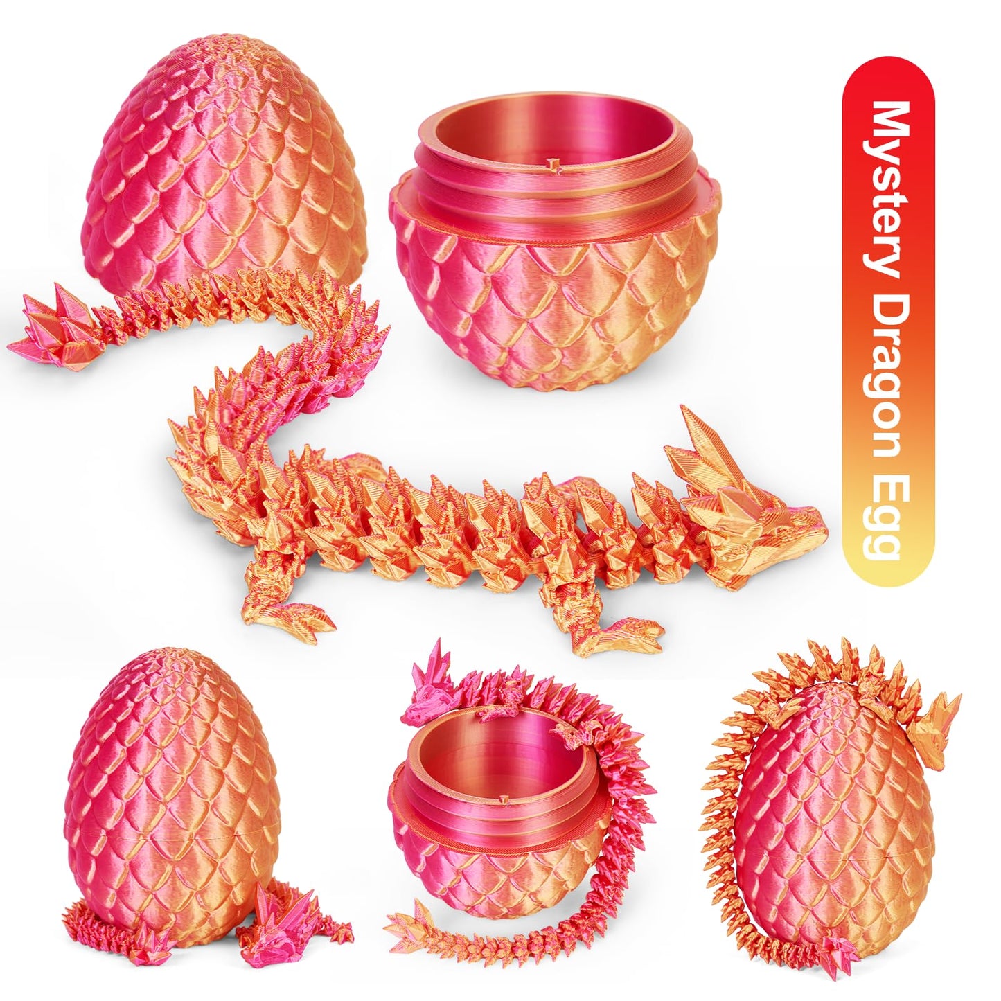 Easter Egg, 3D Printed Dragon Eggs with Dragon Inside, Articulated Dragon, Mystery Dragon Egg Fidget Toy, Surprise Easter Basket