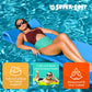 TRC Recreation Splash 1.25 Inch Thick Foam Swimming Pool Float Mat Large mature-themed Lounger with Built-In Roll Pillow  Bahama Blue