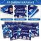Gisgfim 96 Pcs 21St Birthday Plates And Napkins Party Supplies Cheers To 21 Years Tableware Set Blue Silver 21St Birthday Dinner