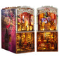 Spilay DIY Book Nook Kit,DIY Dollhouse Booknook Bookshelf Insert Decor Alley,Bookends Model Build kit with LED Light,Handmade Cr
